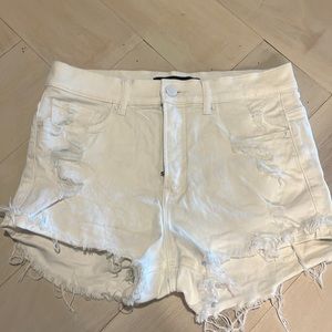 White High Rise Jean Shorts